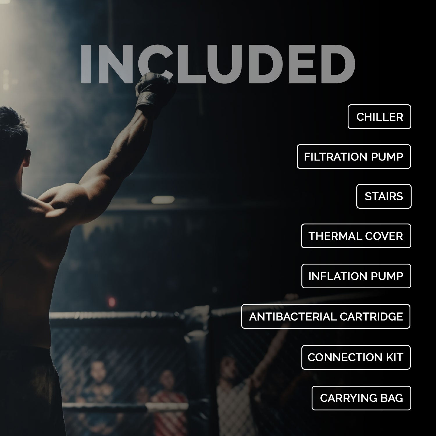 Netspa UFC octogonaal ijsbad met 5 kW chiller (3-40°C)