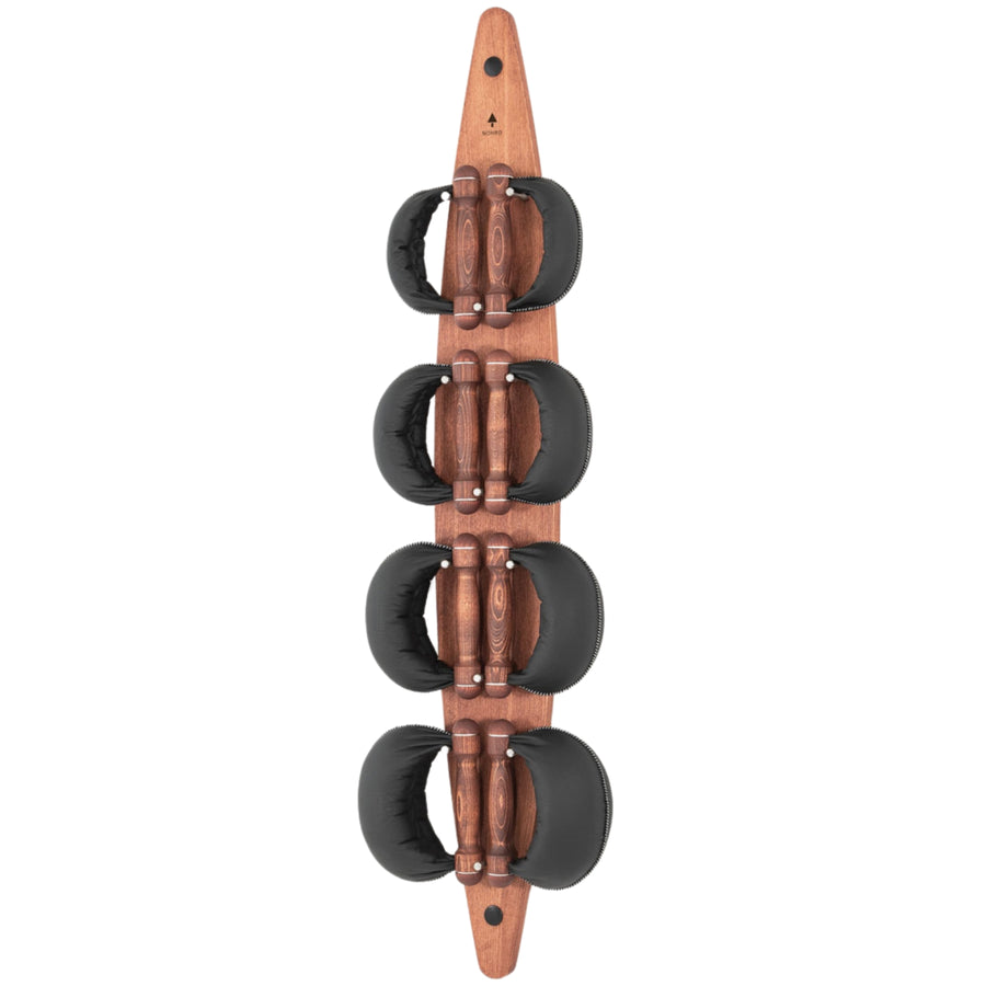 NOHRD Swing Board Set Club - kettlebells met opslag aan de muur - Gebeitst eikenhout en leer