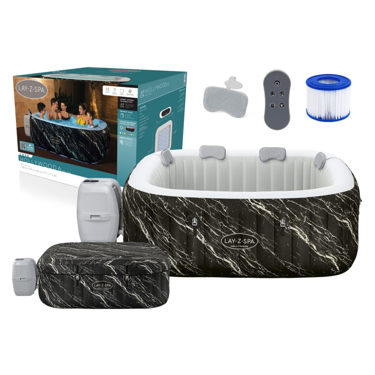 Opblaasbare spa voor 4/6 personen - Bestway Lay-Z Hollywood inclusief accessoires