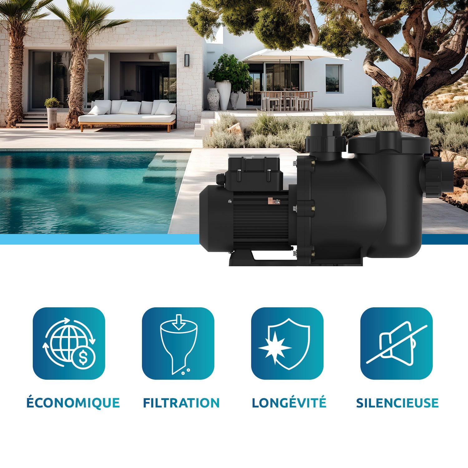 Poolex Multiline filterpomp (1.5 pk) - Digitale bediening & drie instelbare snelheden