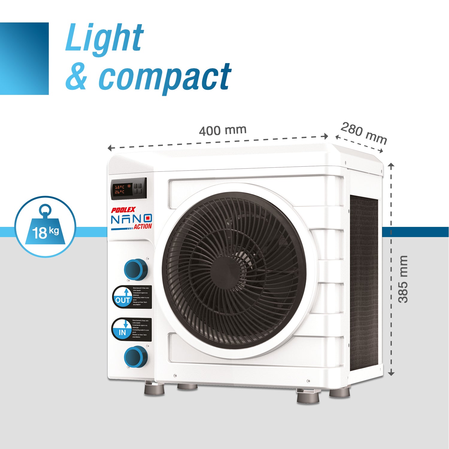 Poolex Nano Action (4kW) - Pompe à chaleur pour piscines (de natation) jusqu'à 15 à 28 m3