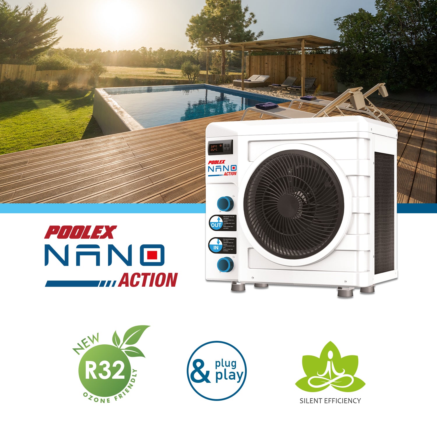 Poolex Nano Action (4kW) - Pompe à chaleur pour piscines (de natation) jusqu'à 15 à 28 m3