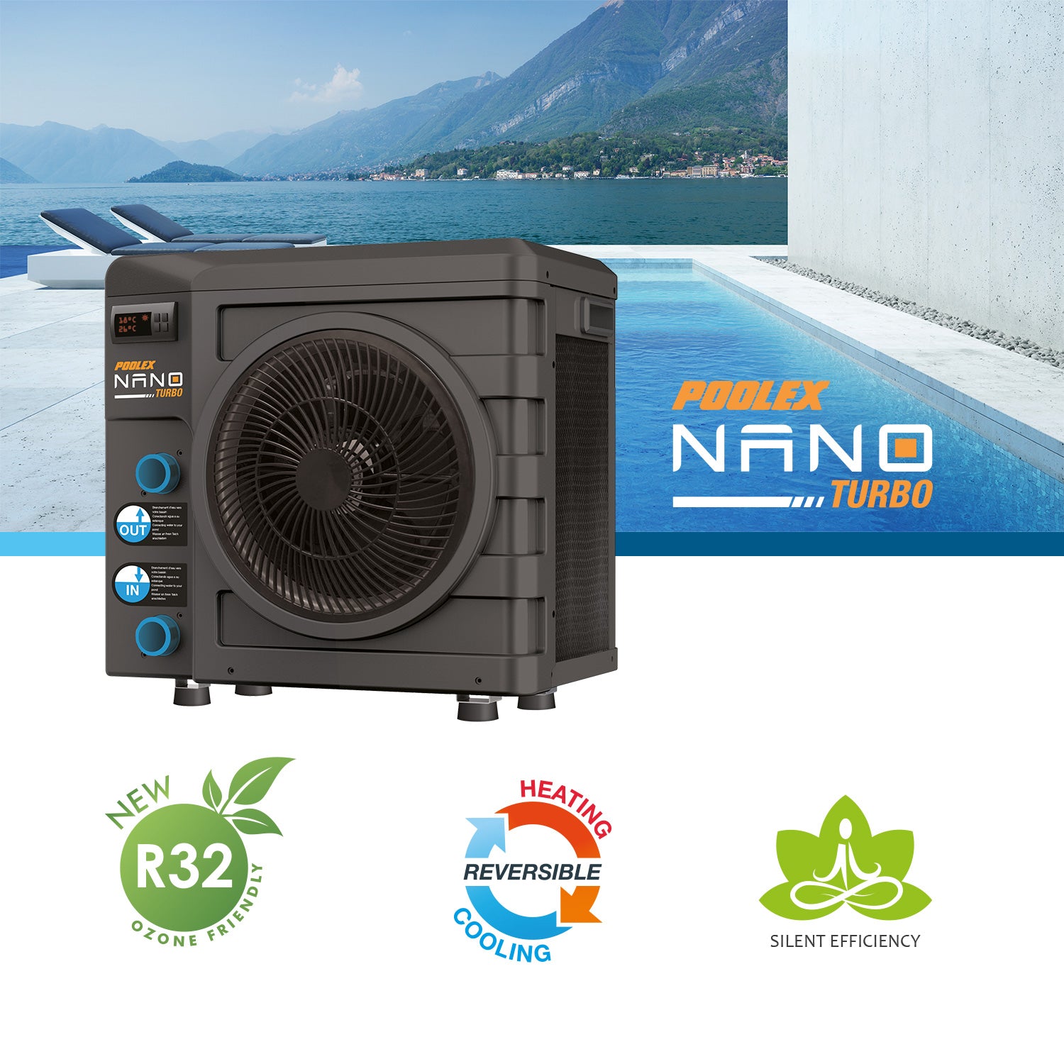 Poolex Nano Turbo (3kW) - Pompe à chaleur pour piscines (de natation) jusqu'à 21 m3