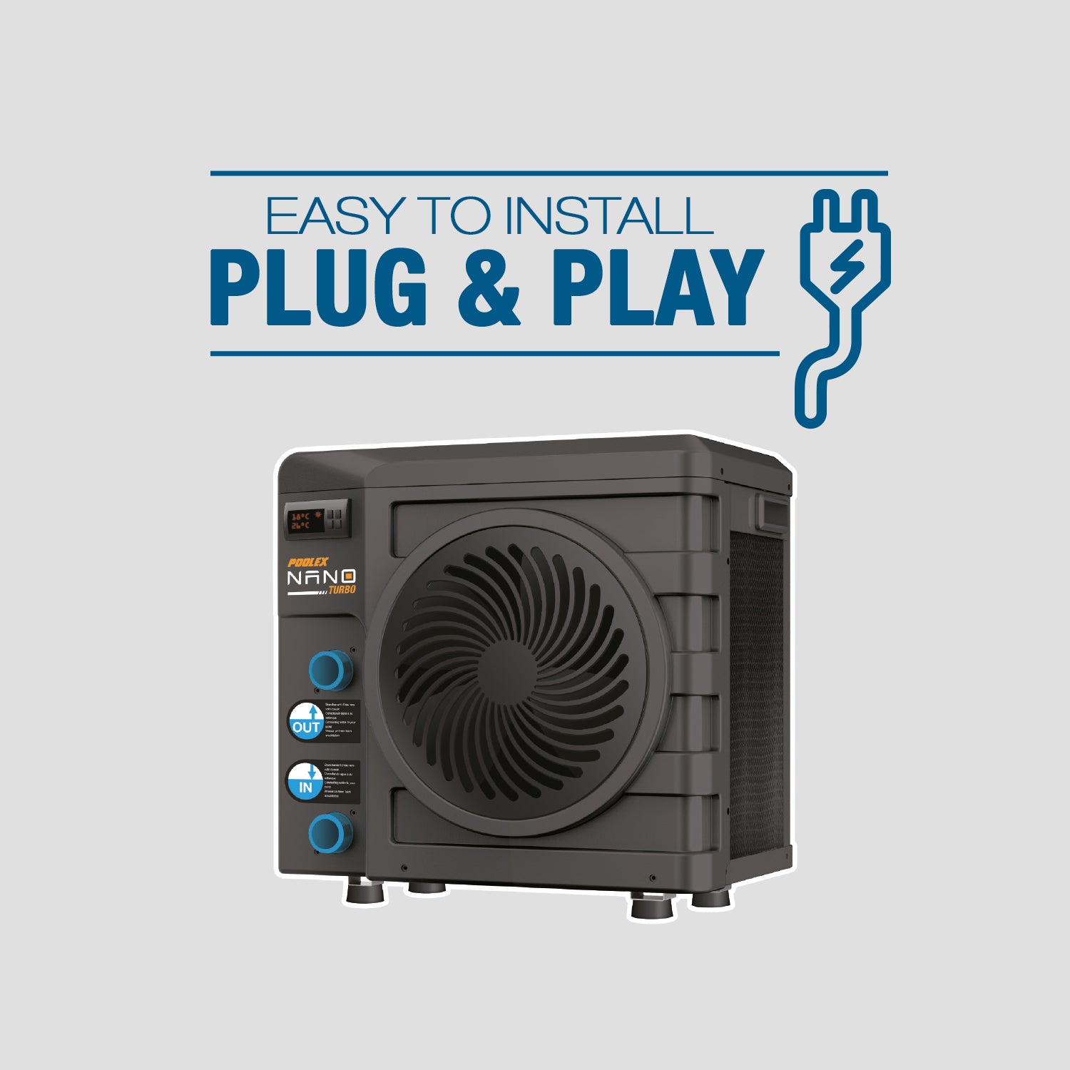 Poolex Nano Turbo (3kW) - Pompe à chaleur pour piscines (de natation) jusqu'à 21 m3