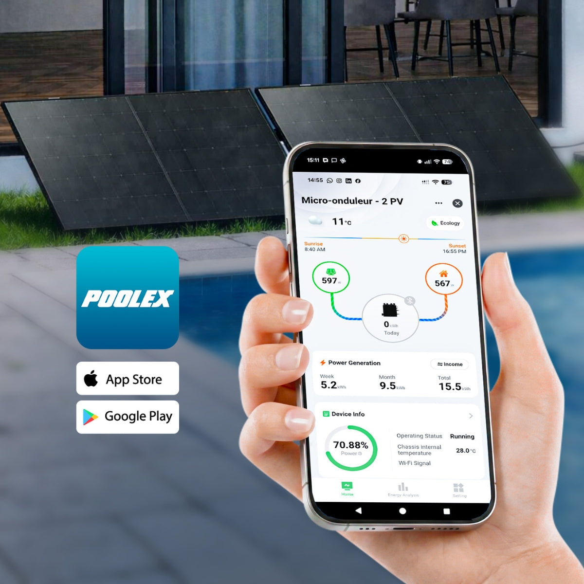 Poolex Plug & Play - Voorgeïnstalleerde zonnepaneel kit voor zwembadinstallaties en overige (buiten)doeleinden