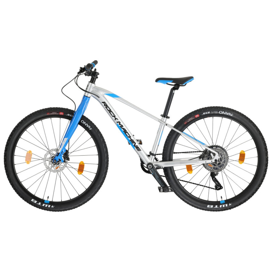 Rock Machine Thunder Junior Mountainbike zilver/blauw - 27 inch wielen / 9V hydraulische schijfrem