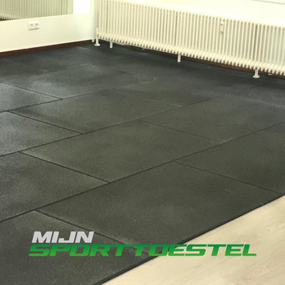 Rubberen 100 x 100 x 1.5 cm vloerelementen / sportvloer voor sport- & fitnessruimtes - nu met gratis installatie
