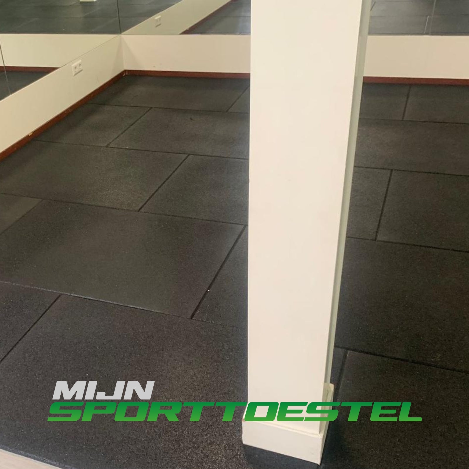 Rubberen 100 x 100 x 1.5 cm vloerelementen / sportvloer voor sport- & fitnessruimtes - nu met gratis installatie