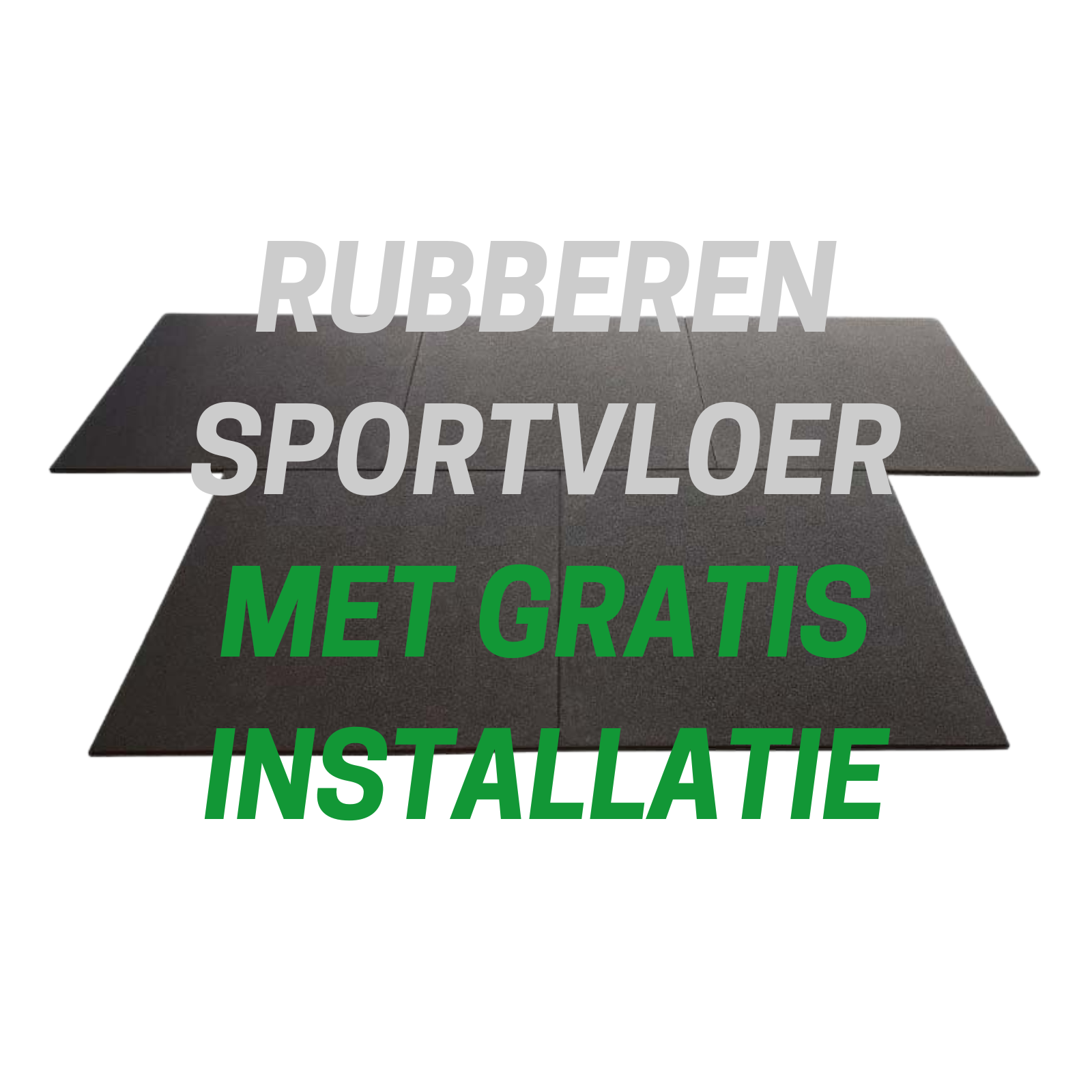Rubberen 100 x 100 x 1.5 cm vloerelementen / sportvloer voor sport- & fitnessruimtes - nu met gratis installatie
