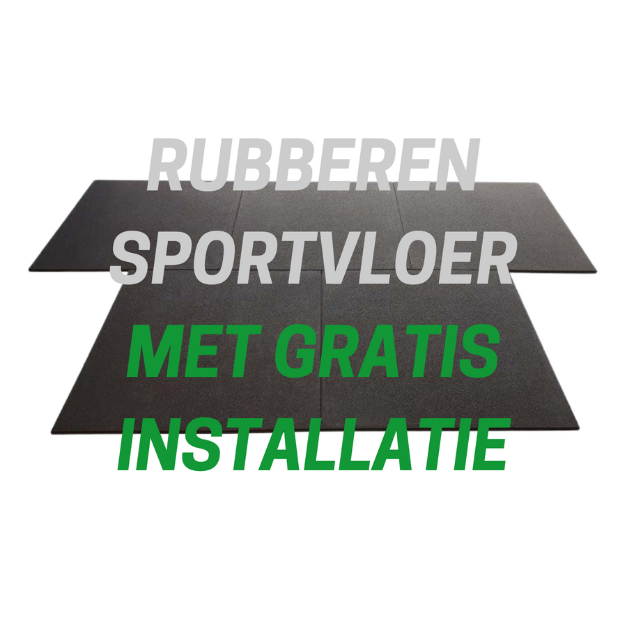 Rubberen 100 x 100 x 1.5 cm vloerelementen / sportvloer voor sport- & fitnessruimtes - nu met gratis installatie