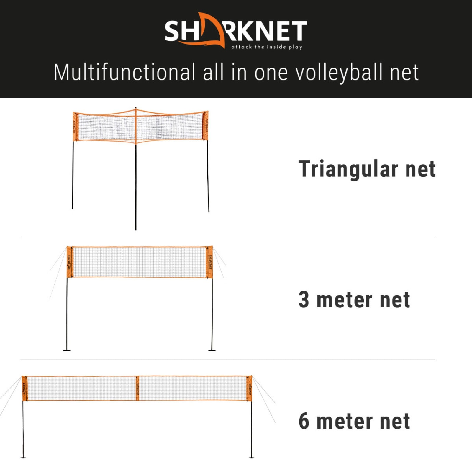 Filet triangulaire pour volley-ball/badminton - multifonctionnel - Sharknet