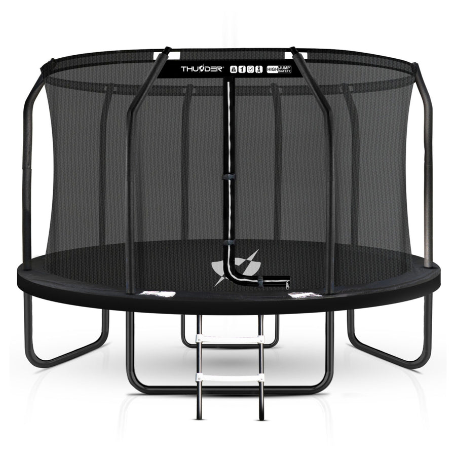 Thunder Deluxe opbouw trampoline rond (Ø244 cm) met net - zwart