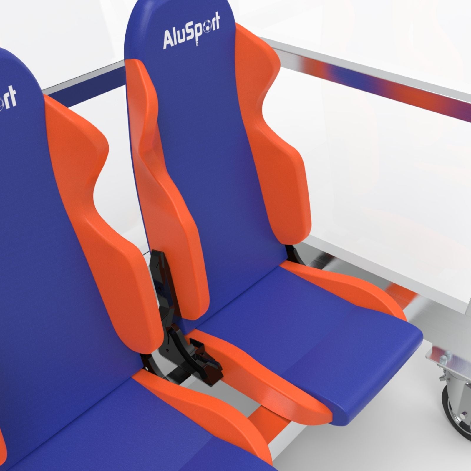 Verrijdbare dugout met luxe sportstoelen voor 8 personen - gepersonaliseerd geborduurd logo en stoelkleur naar wens - Alusport - 5 x 2 m