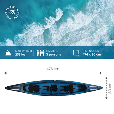 WattSUP Torpedo 3P - 3 personen - Opblaasbare kajak met accessoires