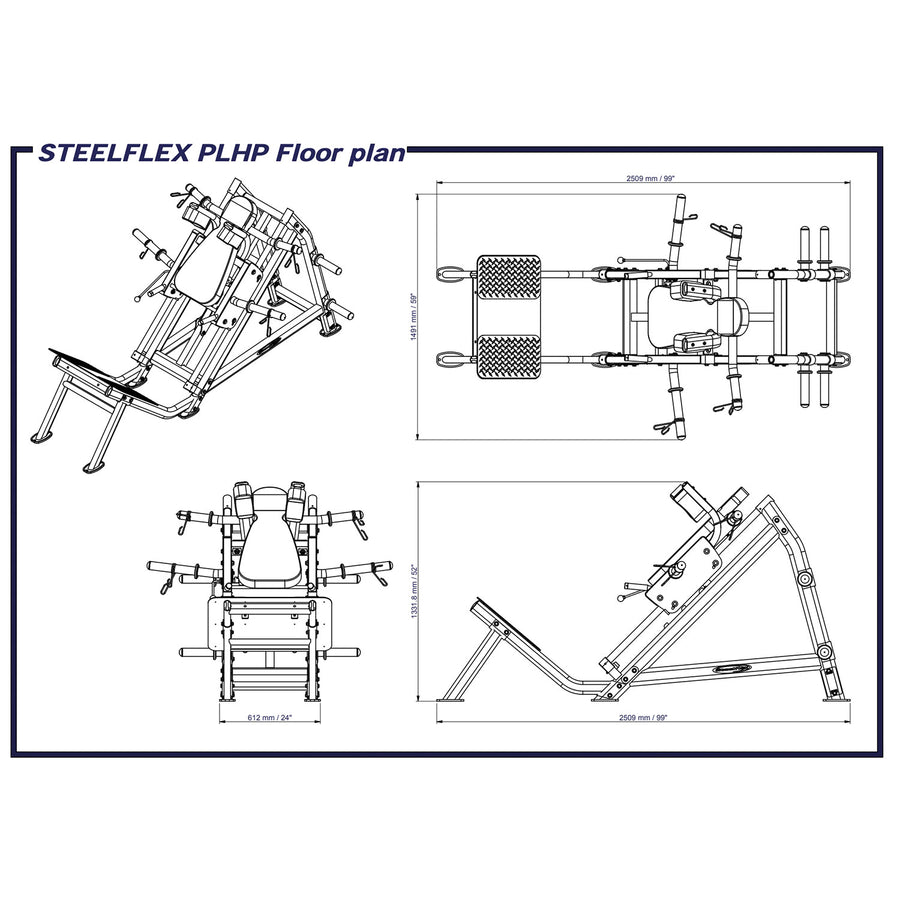 Hack Press / Hack Squat - Chargé de plaques - Steelflex PLHP-BR